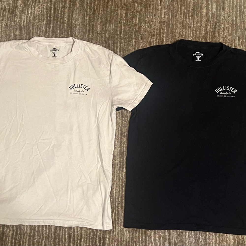 Two Hollister men’s tshirts size small black and white